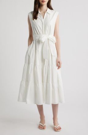 Kobi Halperin Bea Sleeveless Cotton Blend Shirtdress in White at Nordstrom, Size X-Small