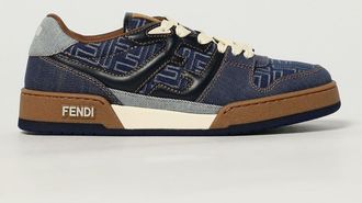 Fendi Sneakers Match Fendi in denim e pelle con monogram FF jacquard