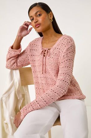 Roman Stitch Detail V-Neck Knit Jumper
