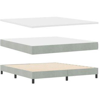 vidaXL vidaXL Box Spring Bed with Mattress Light Grey 180x200 cm Velvet