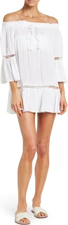 Boho Me Ladder Cutout 3/4 Sleeve Dress in White at Nordstrom Rack, Size Medium
