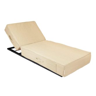 MX HOME Tumbona de sol - Estructura completa regulable negro - Beige rafia
