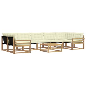 vidaXL Conjunto De Sof&aacute;s De Exterior 8 Pcs Blanco Y Crema Vidaxl