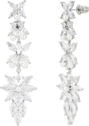 Untamed Petals Rosette Crystal Drop Earrings in Silver at Nordstrom