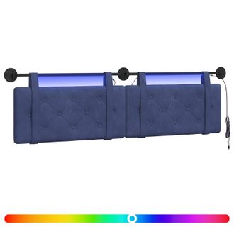 vidaXL Cabecero Colgante Con Luz Led Azul Polic&iacute;a Terciopelo Vidaxl