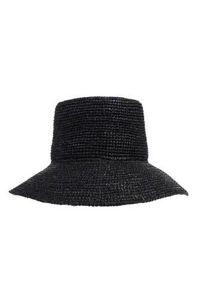 Bruno Magli Crochet Bucket Straw Sun Hat in Black at Nordstrom Rack