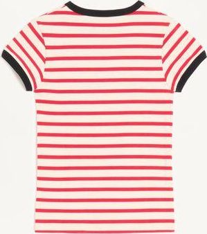 Valentino T-Shirt In Striped Cotton Jersey Donna AVORIO/ROSSO XXS