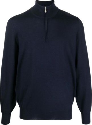 Brunello Cucinelli Maglione con mezza zip - Blu