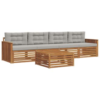 vidaXL Conjunto De Sof&aacute;s De Exterior 5 Pcs Gris Natural Y Claro Vidaxl