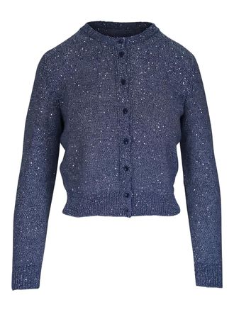 Akris button-front sequinned cardigan - Blu