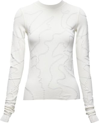 Helmut Lang Wiggly Line Motive Jacquard Long Sleeve Sweater