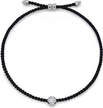 Monica Vinader Lab Grown Diamond Solitaire Cord Bracelet in Silver at Nordstrom