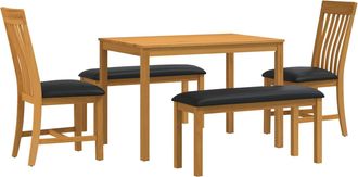 vidaXL Conjunto De Comedor 5 Uds. Negro Madera De Roble S&oacute;lido Vidaxl