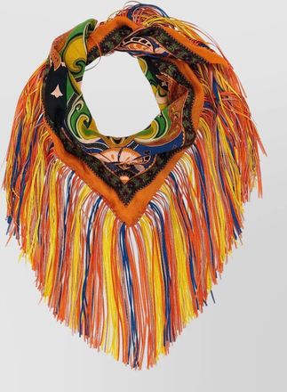 Etro scarf featuring bold print and fringe