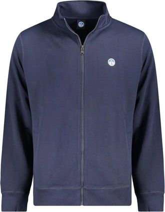 North Sails Blauwe Katoenen Zip Sweater met Zakken - Heren - Vesten met rits - Blauw - S - Katoen - Hoodies & sweatvesten