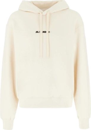 Jil Sander Logo Katoenen Hoodie - Heren - Hoodies - Wit - M - Katoen - Hoodies & sweatvesten