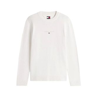 Tommy Jeans TJM Slim Linear Jumper - male - Tommy Jeans - Round-neck Knitwear - White - XS - Knitwear