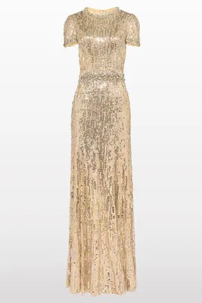 Jenny Packham Celeste Maxi Dress in Pebble at Nordstrom, Size 16