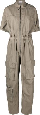 Brunello Cucinelli zip-up cargo jumpsuit - women - Cotton/Polyamide/Polyester/Acetate/Cupro - 3XL - Green