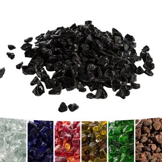 Teamson Home 4 Kg Rocas De Lava Para Braseros De Gas, Cristal De Fuego Templado, Seguro Para Estufas De Gas De Jard&iacute;n Exterior, Negro - Teamson Home