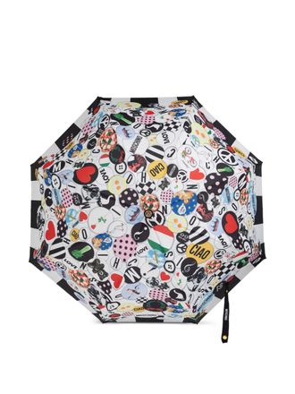 Moschino striped patterned umbrella - White