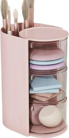 No Brand Organizador De Maquillaje - Caj&oacute;n Para Cosm&eacute;ticos - Guarda Productos De Belleza - Gira 360 Grados - Gran Capacidad - Rosa