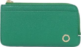 Bulgari Green Leather Coin Purse/Coin Case (Pre-Owned)
