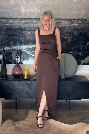 Remain Midi Wrap Skirt In Chicory Coffee