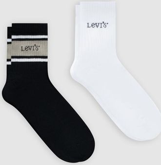 Levi's Mid Cut Socks 2 Pack - Hombre - 39 - Black / Black/White