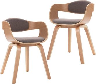 vidaXL Vidaxl - Sillas De Comedor 2 Unidades Madera Curvada Y Tela Gris Taupe