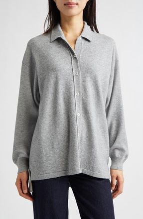 Johnstons of Elgin Munro Cashmere Shirt in Light Grey at Nordstrom, Size X-Small