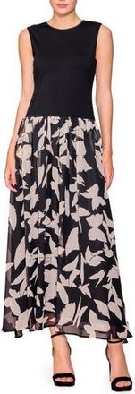 Melloday Sleeveless Mixed Media Maxi Dress in Black Multi at Nordstrom Rack, Size Small
