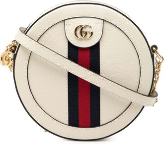 Gucci Pre-owned Womens Mini Leather Ophidia Round Crossbody - Ivory - One Size