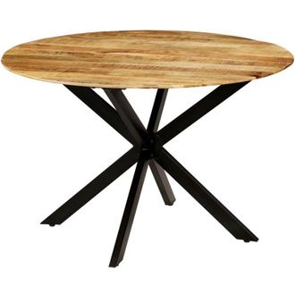 vidaXL Dining Table Solid Rough Mango Wood and Steel 120x77 cm vidaXL