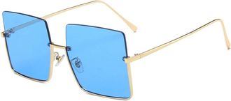 Generic Men Metal Large Frame Sunglasses Outdoor Sports Women Party Sun Glasses(Blue)
