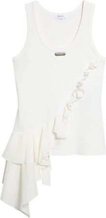 Alexander McQueen Chiffon Ruffle Jersey Tank in Light Ivory at Nordstrom, Size 10 Us