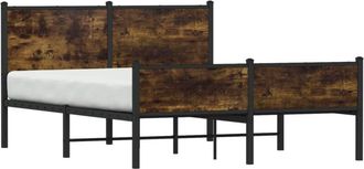 vidaXL Vidaxl - Estructura De Cama Sin Colch&oacute;n Metal Roble Ahumado 150x200 Cm