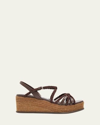 Jimmy Choo London 60mm Nyra Leather Espadrille Wedge Sandals