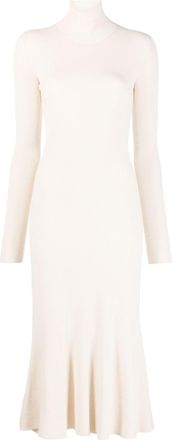 Balenciaga high-neck knitted midi dress - women - Spandex/Elastane - S - Neutrals
