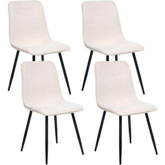 Beliani Set di 4 sedie da pranzo imbottitura in poliestere gambe in ferro nero senza braccioli sala da pranzo Beige Chiaro Tuscola