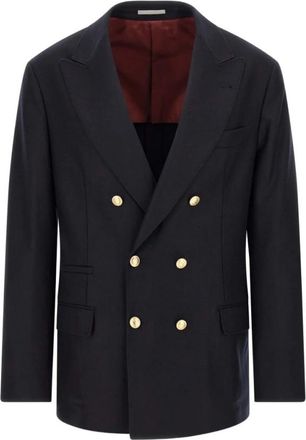 Brunello Cucinelli Dubbele rij knopen blazer - Heren - Blazers - Blauw - XL - Wol - Jassen