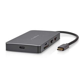 Nedis Adaptador De Multiples Puertos Usb Usb 32 Gen 1 Usb C Macho Micro Sd Rj45 Hembra Sd Usb C Hembra 2x Hdmi 2x Usb A Hembra 5 Gbps 020 M Redondo Chapado 