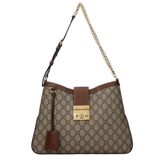 Gucci Donnas Borse a tracolla con lucchetto Tessuto Beige/Ebano