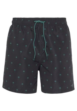 s.Oliver Badeshorts S.OLIVER, Herren, Gr. M, N-Gr, gr&uuml;n (schwarz, petrol), Microfaser, Recycling-Polyester, bedruckt, kontrastfarbene Details, Badehosen Badesh