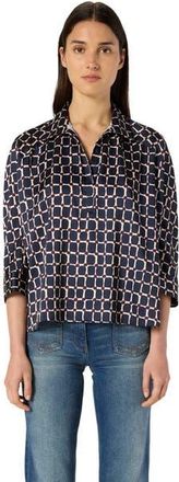 Gerard Darel Ariane Geometric Print Boxy Blouse in Ink at Nordstrom, Size X-Large