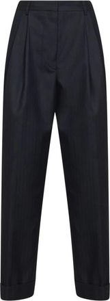 Dries Van Noten Tapered Broeken - Dames - Broeken - Blauw - M - Wol - Broeken
