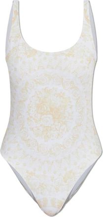Versace Underwater Barocco Badpak uit &eacute;&eacute;n stuk - Dames - Badpakken - Wit - L - Polyester - Badmode