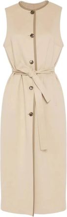 Yves Salomon Lange Dubbelzijdige Kasjmier-Mix Gilet - Dames - Shirt Kleedjes - Beige - XL - Kasjmier - Kleedjes