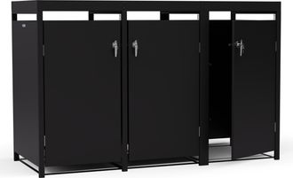 Blumfeldt Blumfeldt Binsafe Caja De Basura 3 Cubos De Hasta 240 L Resistente A La Intemperie Con Cerradura Acero Galvanizado Se Puede Plantar