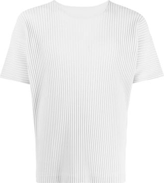 Homme Pliss&eacute; Issey Miyake Mc May pleated T-shirt - men - Polyester - 3 - Grey